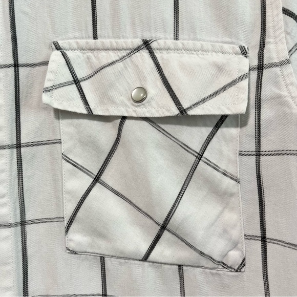 Zara Man Slim Fit White & Black Grid Plaid Button-Down Shirt Size M - Picture 6 of 8